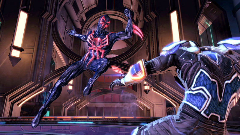 Illustration for article titled Spider-Man 2099 Makes His Official Shattered Dimensions Debut